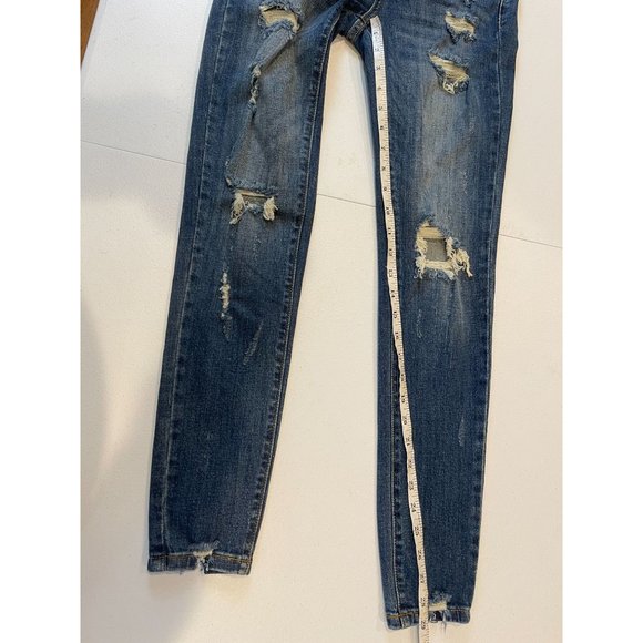 KanCan Womens Jeans Skinny Leg Distressed Low Rise Flat Front Blue Size W28 - Picture 6 of 10